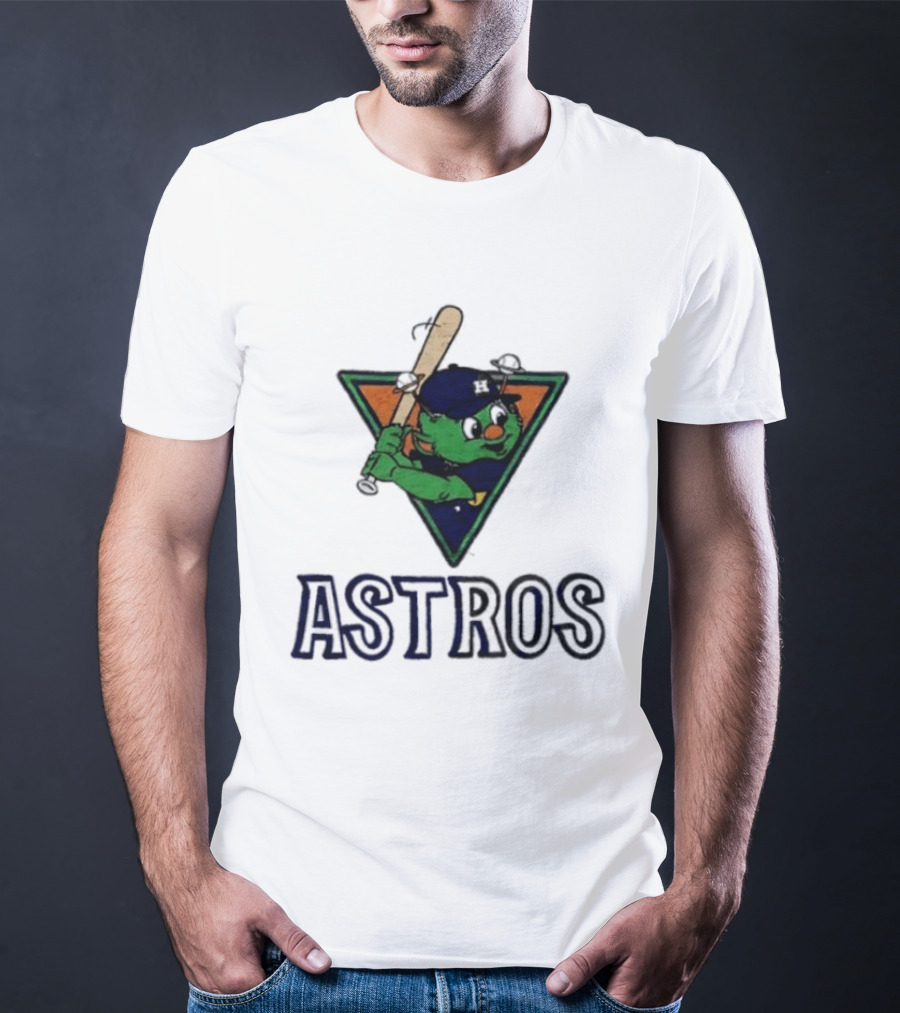 Astros Orbit Baseball Character Triangular Backdrop Homage T-Shirt
