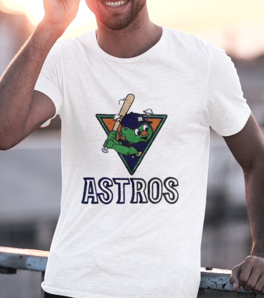 Astros Orbit Baseball Character Triangular Backdrop Homage T-Shirt