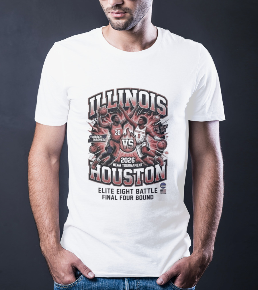 Illinois Houston NCAA Tournament 2026 Elite Eight Battle Final Four Round T-Shirt