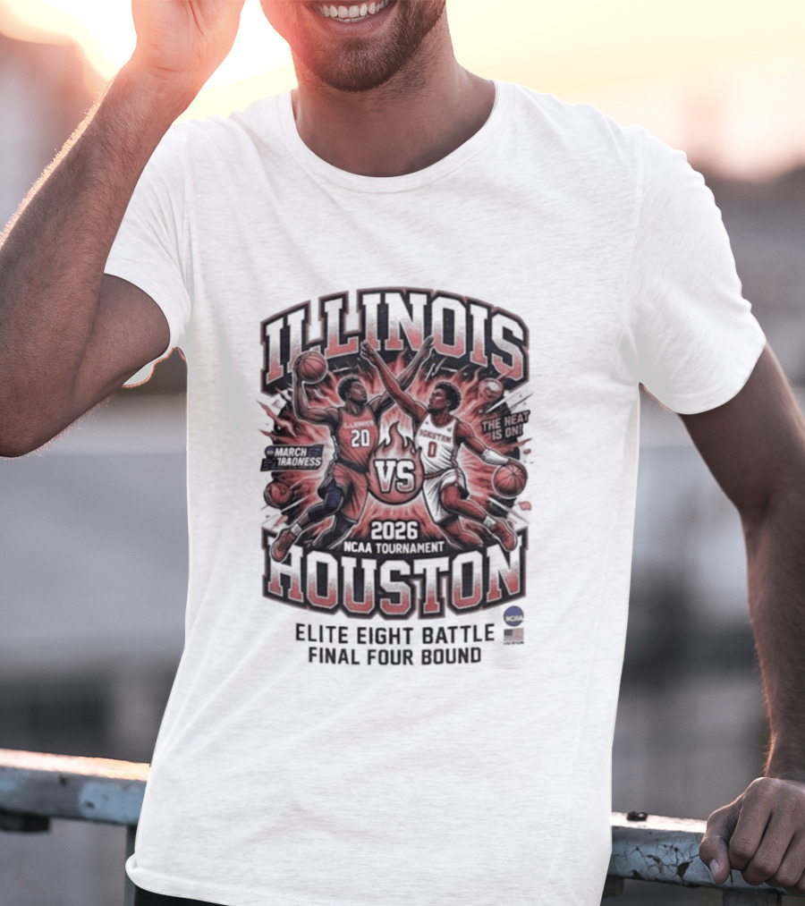 Illinois Houston NCAA Tournament 2026 Elite Eight Battle Final Four Round T-Shirt