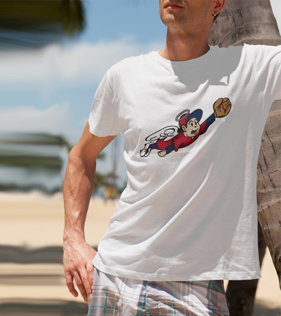 Los Angeles Angels Little Halo Boy Flying Baseball Player With Wings And Glove T-Shirt