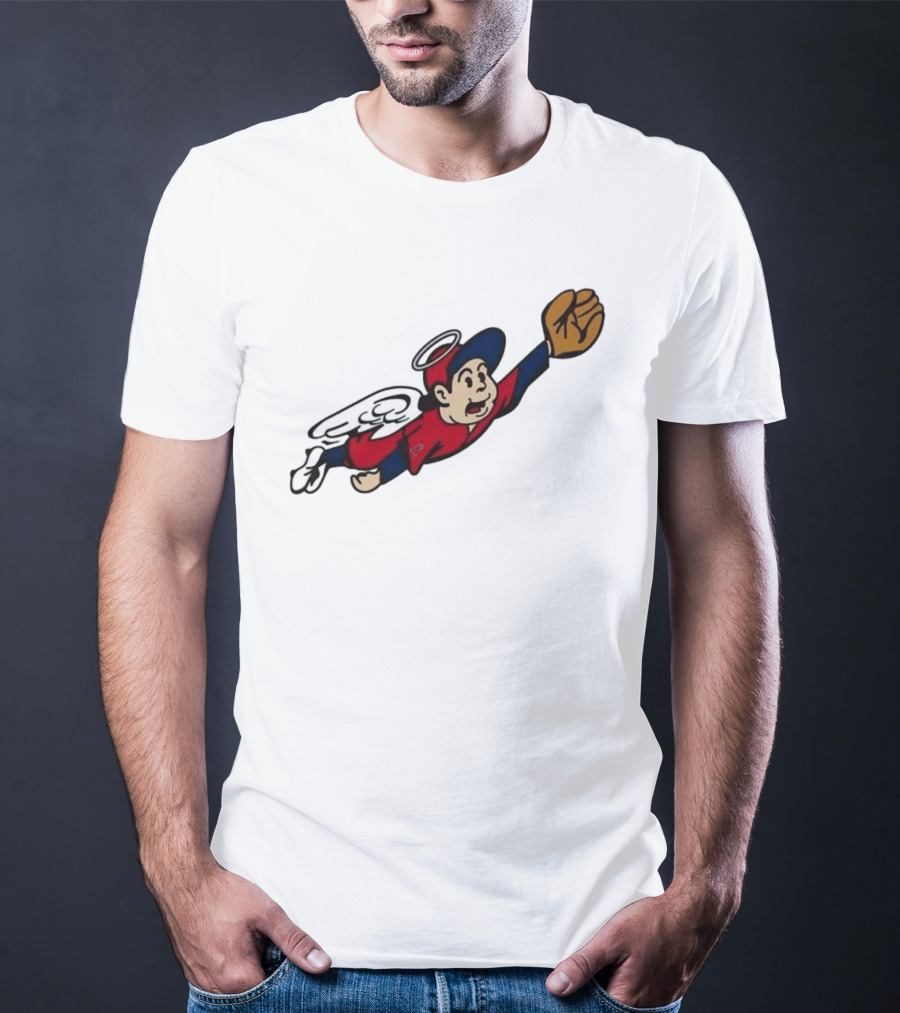 Los Angeles Angels Little Halo Boy Flying Baseball Player With Wings And Glove T-Shirt