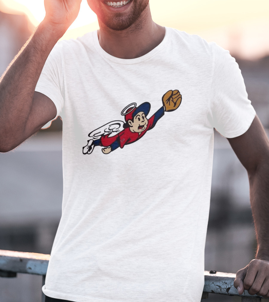 Los Angeles Angels Little Halo Boy Flying Baseball Player With Wings And Glove T-Shirt