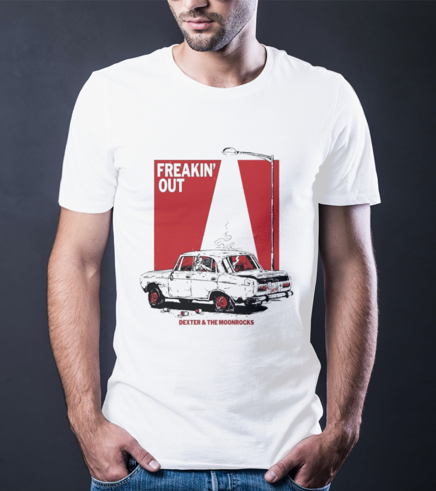 Dexter And The Moonrocks Freakin' Out Tour Car Under Red Light With Smoke T-Shirt
