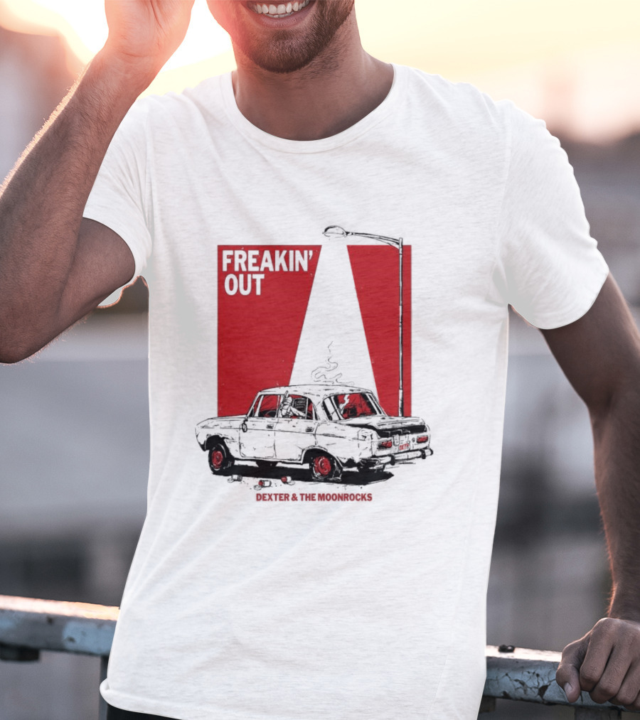 Dexter And The Moonrocks Freakin' Out Tour Car Under Red Light With Smoke T-Shirt
