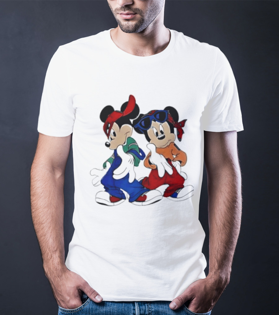 Mickey Minnie Mouse Hip Hop Style Outfits Vintage Look T-Shirt