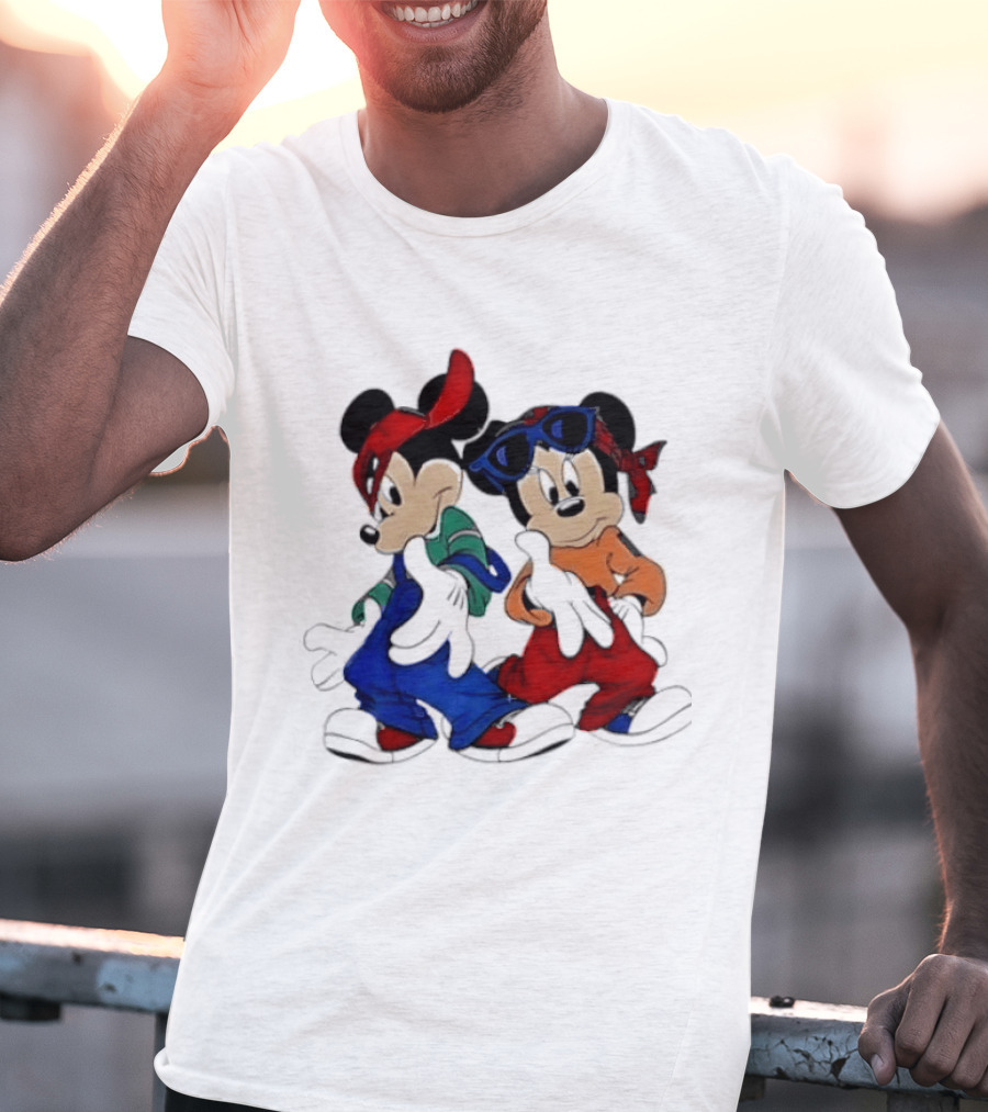Mickey Minnie Mouse Hip Hop Style Outfits Vintage Look T-Shirt