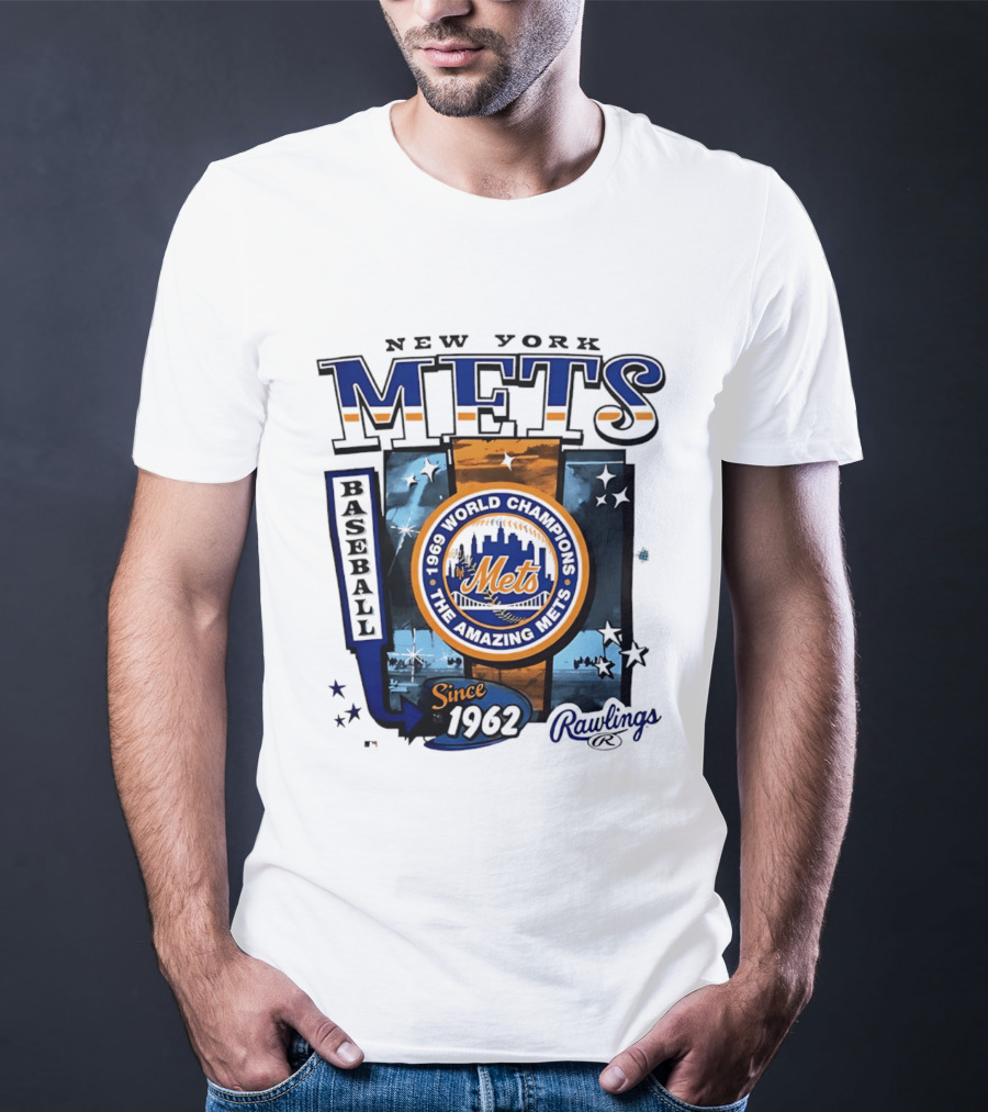 New York Mets 1969 World Champions Amazing Since 1962 Rawlings Baseball T-Shirt
