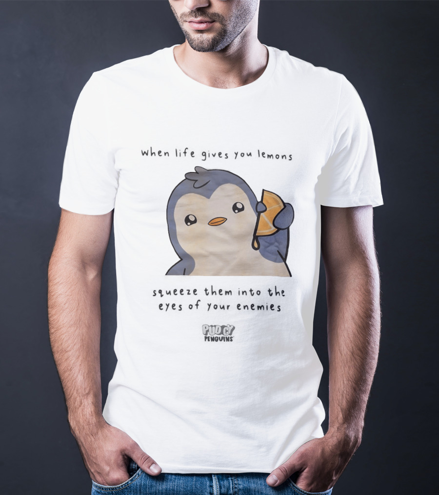 When Life Gives You Lemons Squeeze Them Into The Eyes Of Your Enemies Pudgy Penguins Cartoon T-Shirt