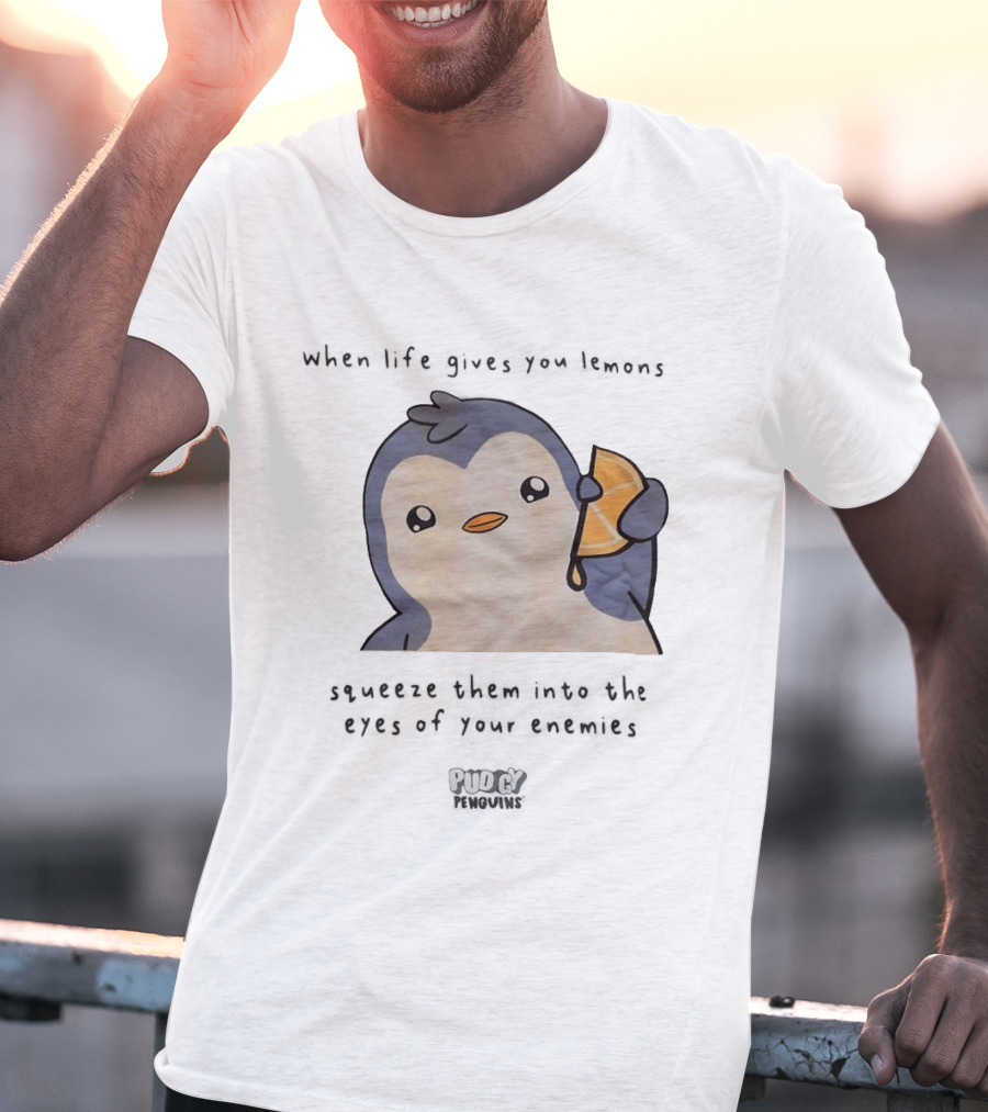 When Life Gives You Lemons Squeeze Them Into The Eyes Of Your Enemies Pudgy Penguins Cartoon T-Shirt