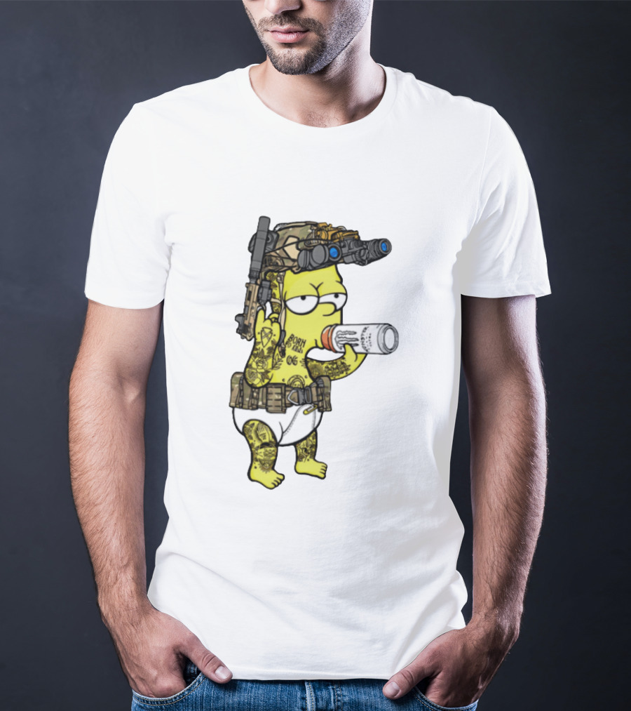 Bart Simpson Tactical Gear Night Vision Tattoo Parody Yung Bart T-Shirt