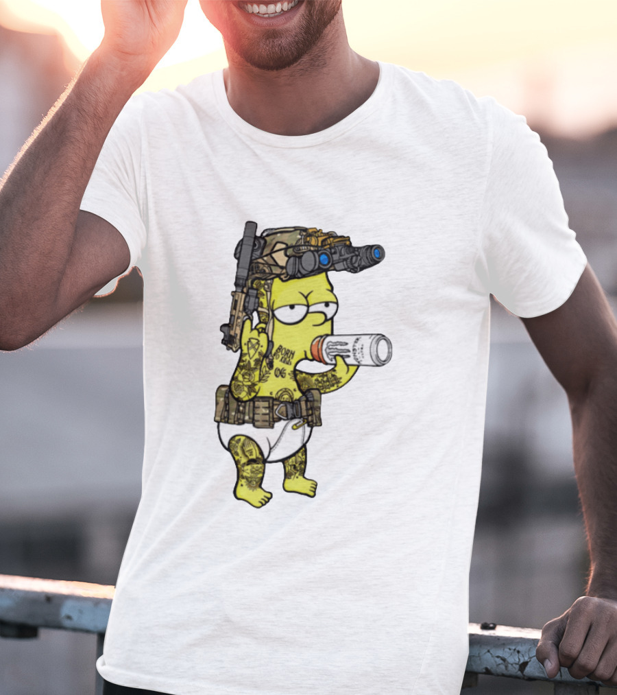 Bart Simpson Tactical Gear Night Vision Tattoo Parody Yung Bart T-Shirt