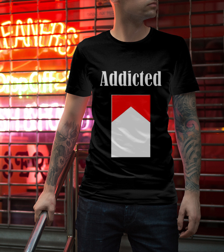 Addicted Cigarette Box Red And White T-Shirt