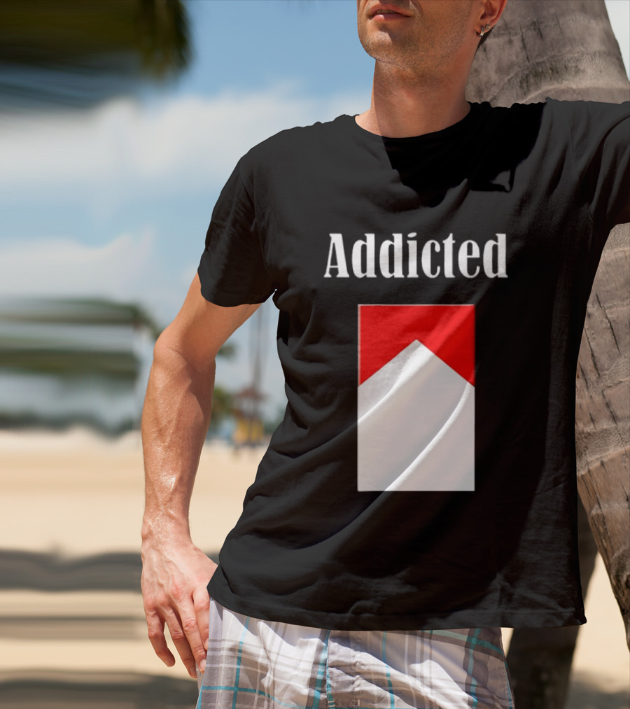 Addicted Cigarette Box Red And White T-Shirt