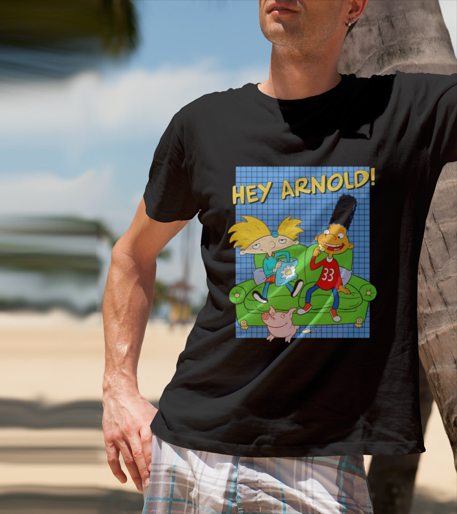 Hey Arnold Gerald And Abner Football Cartoon Couch Sitting T-Shirt