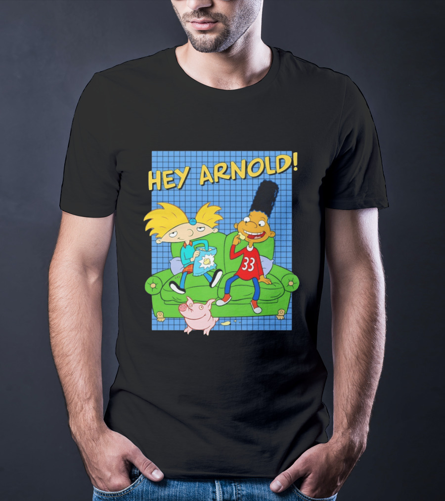 Hey Arnold Gerald And Abner Football Cartoon Couch Sitting T-Shirt