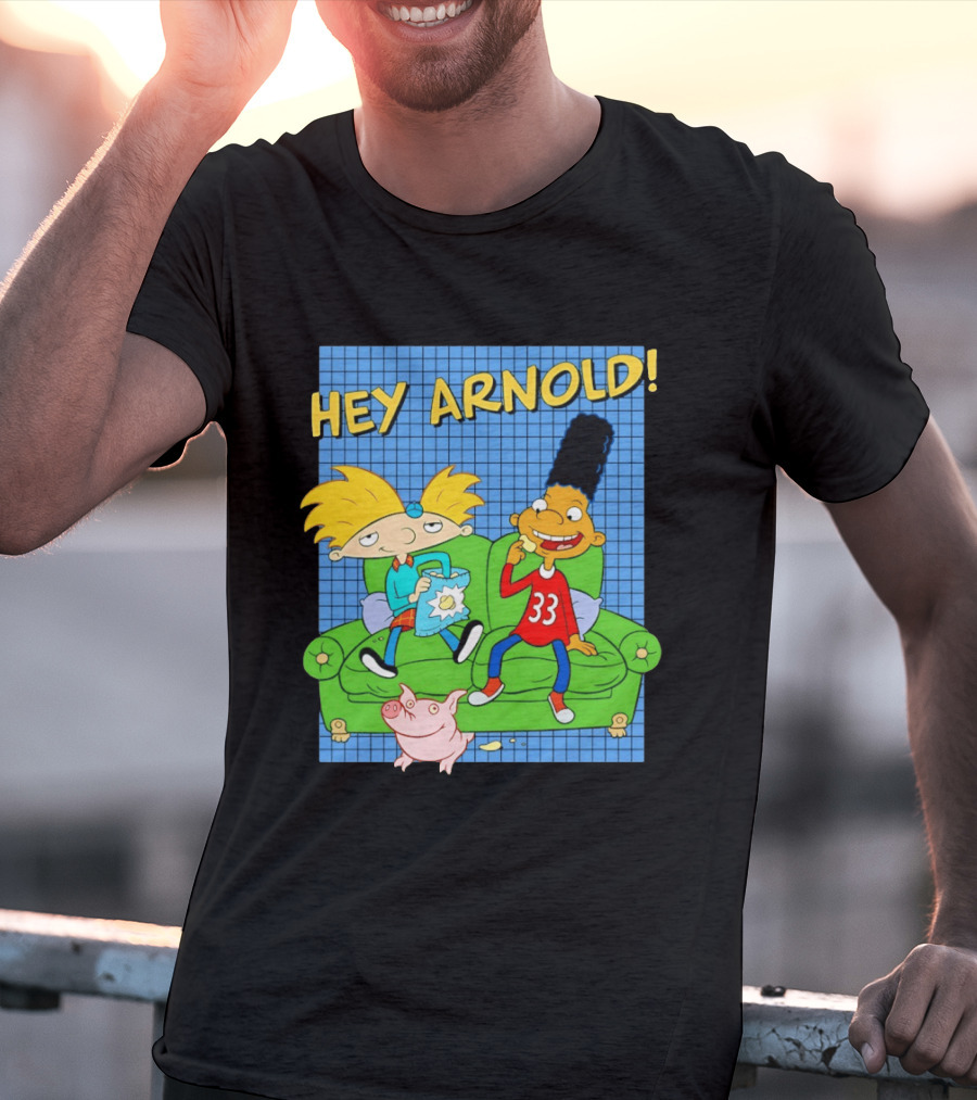 Hey Arnold Gerald And Abner Football Cartoon Couch Sitting T-Shirt