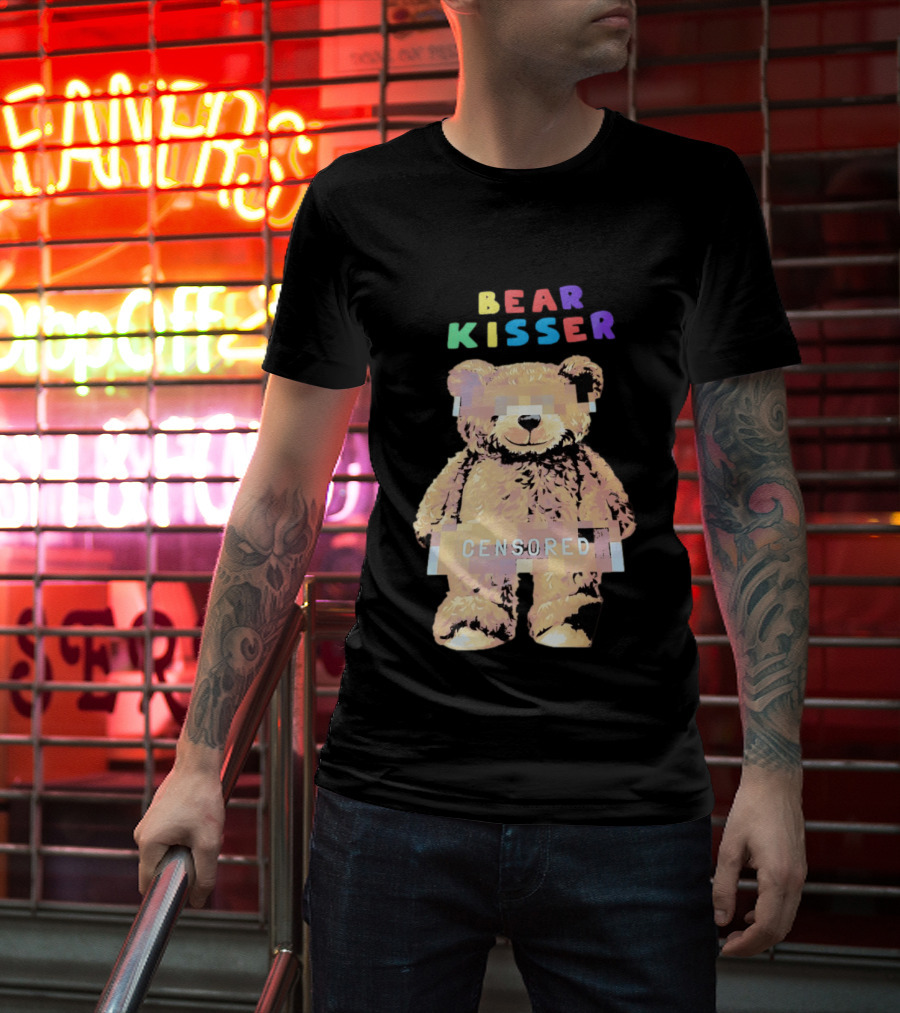 Bear Kisser Censored Pixelated Teddy Bear T-Shirt