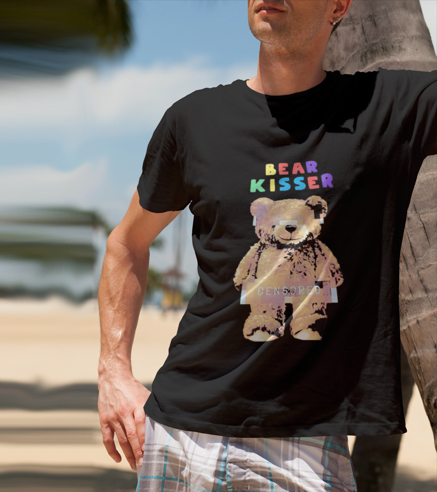 Bear Kisser Censored Pixelated Teddy Bear T-Shirt