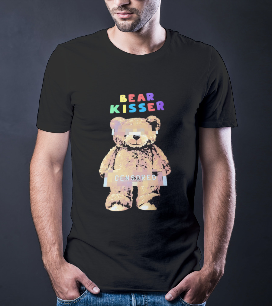 Bear Kisser Censored Pixelated Teddy Bear T-Shirt