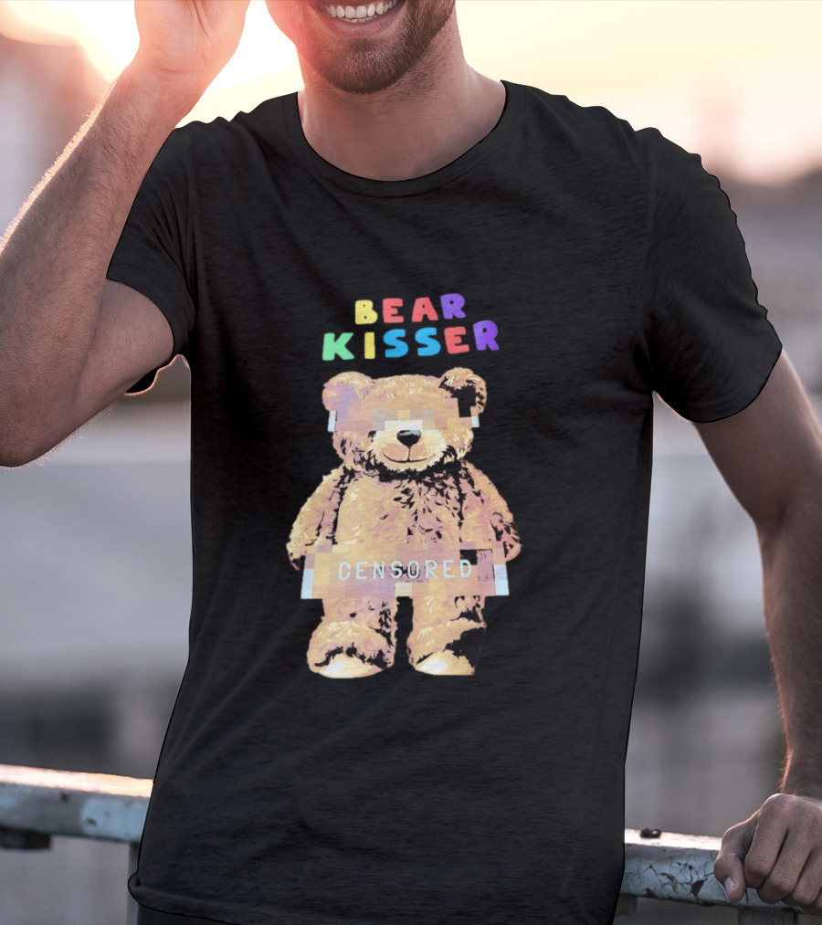 Bear Kisser Censored Pixelated Teddy Bear T-Shirt