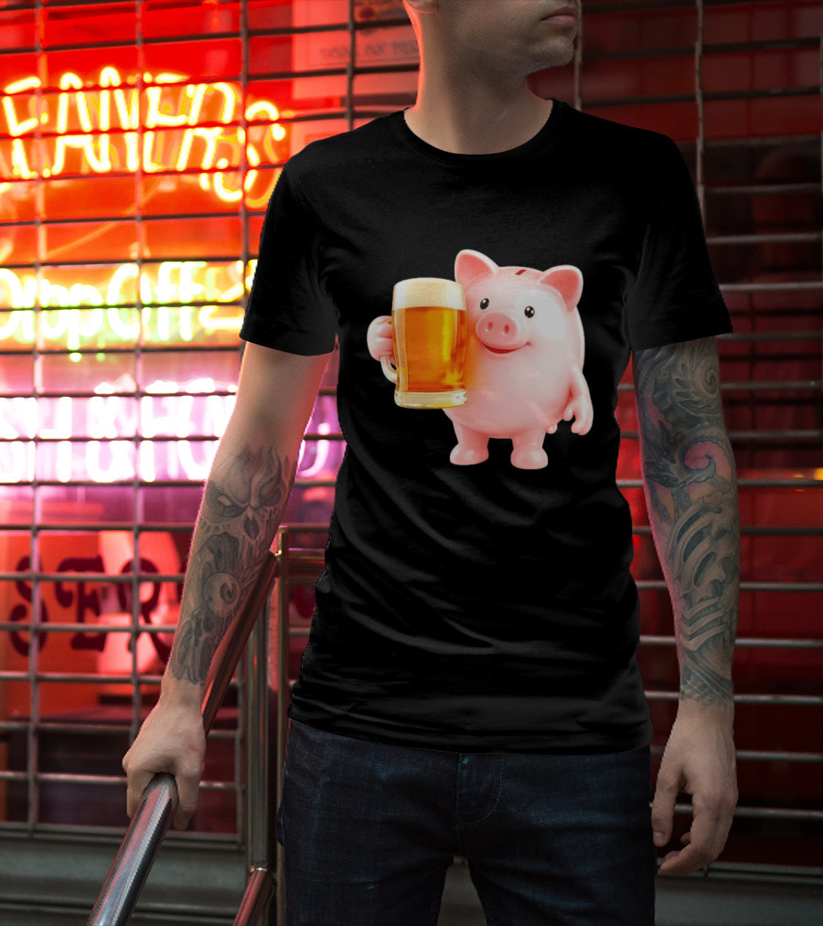 Piggy Bank With Beer Save Money Concept T-Shirt