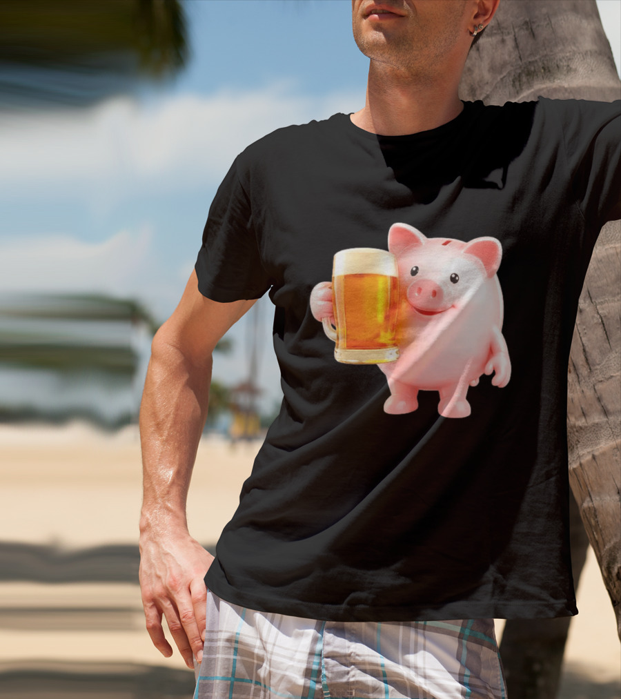 Piggy Bank With Beer Save Money Concept T-Shirt