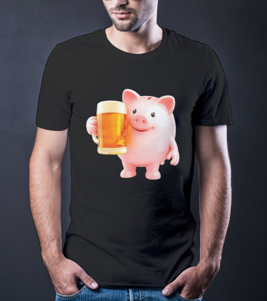 Piggy Bank With Beer Save Money Concept T-Shirt