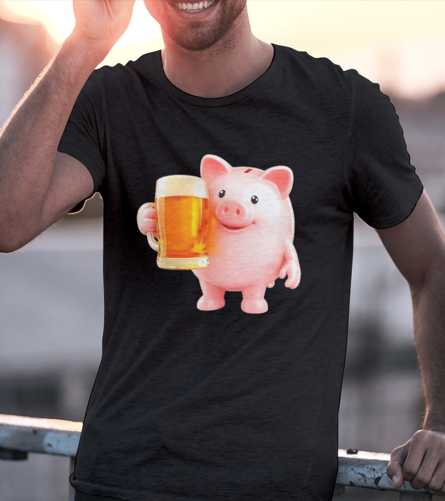 Piggy Bank With Beer Save Money Concept T-Shirt