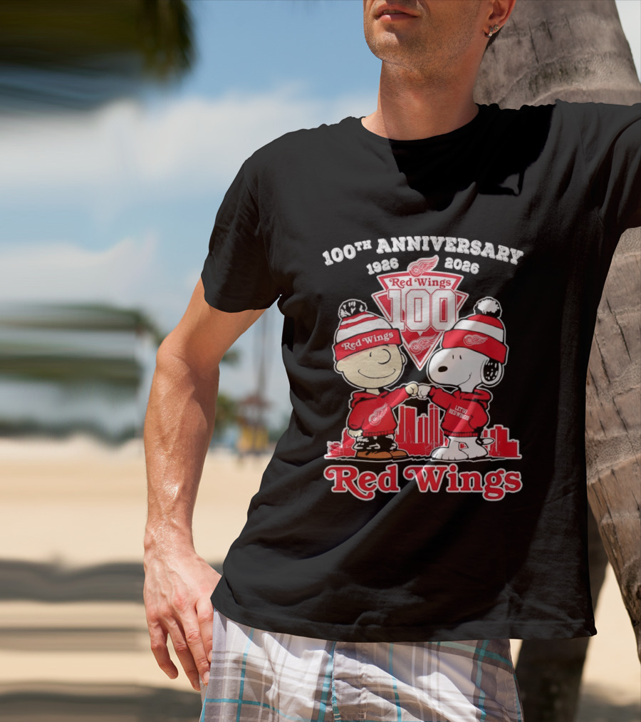 Charlie Brown Snoopy Red Wings 100th Anniversary 1926 2026 T-Shirt