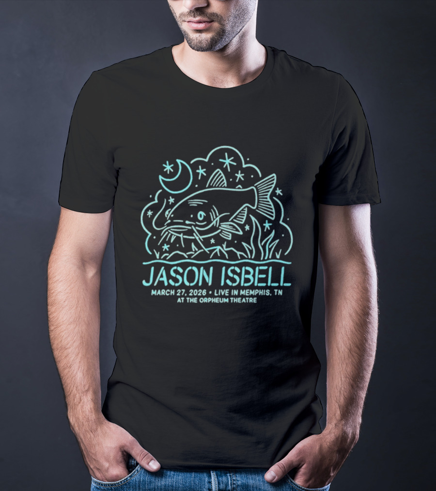 Jason Isbell Live In Memphis TN March 27 2026 Orpheum Theatre Moon And Fish Stars T-Shirt