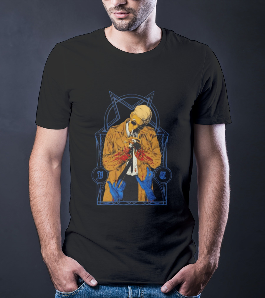 John Constantine Smoking Trench Coat Hellblazer DC Comics J C T-Shirt