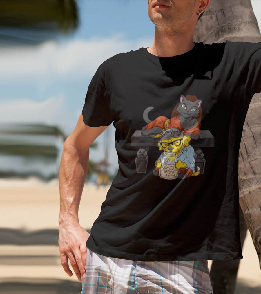 Proton Pets Cats And Dogs Mass Caring Together On Skull Bench T-Shirt