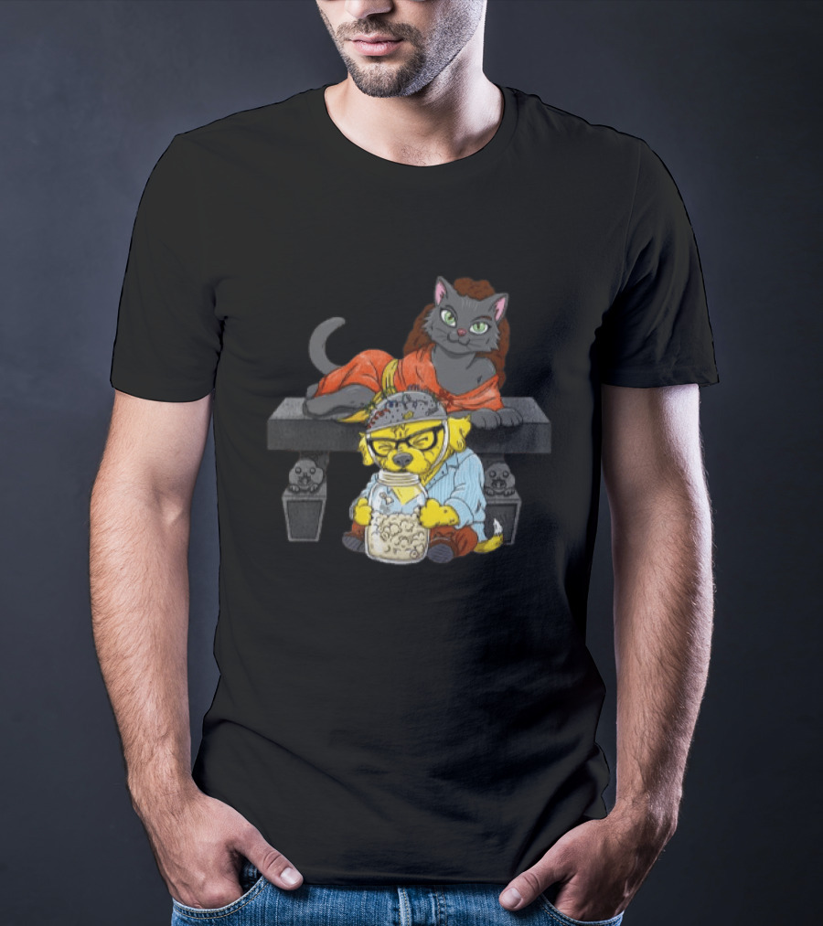 Proton Pets Cats And Dogs Mass Caring Together On Skull Bench T-Shirt