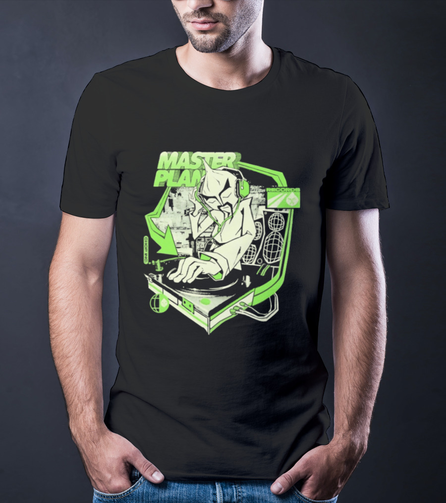 Chop Chop Master Onion Master Plan Records DJ Turntable Headphones T-Shirt