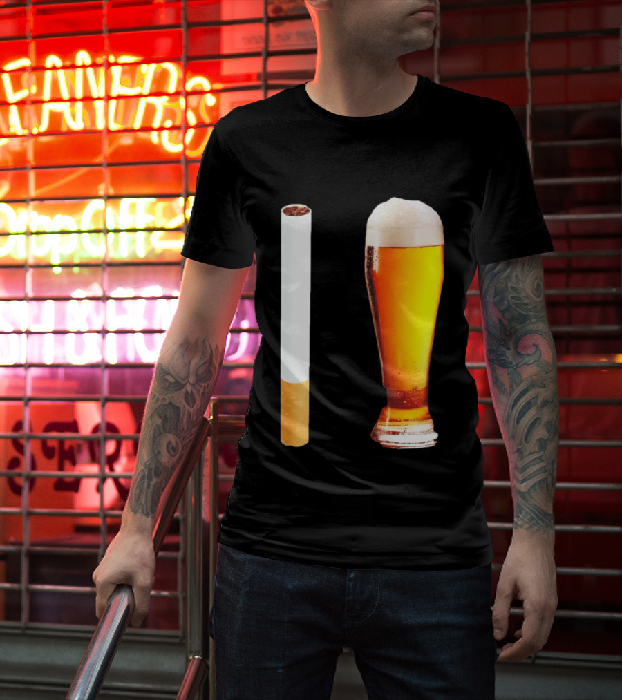 Cigarette And Beer Combo Classic Symbolic Pair T-Shirt