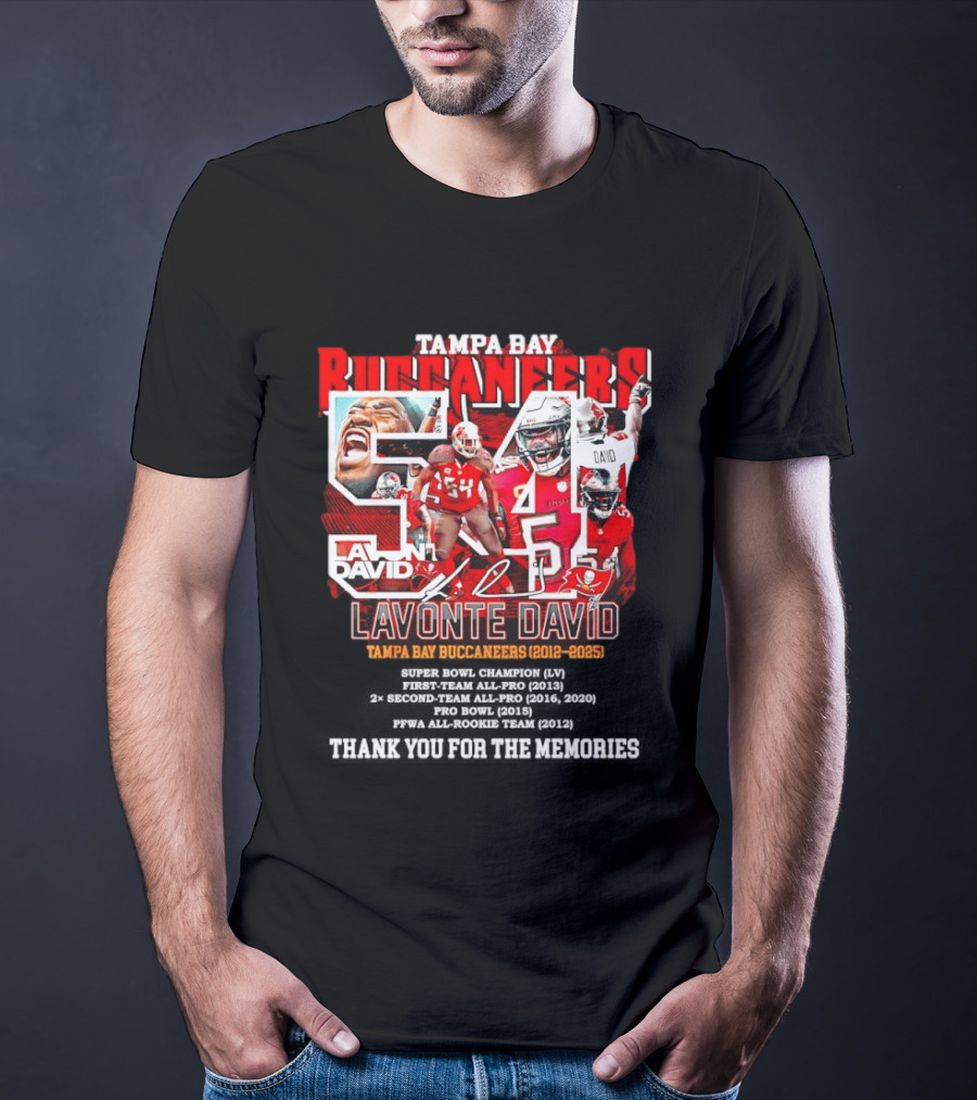 Lavonte David Tampa Bay Buccaneers 54 Thank You For The Memories 2012 2025 T-Shirt