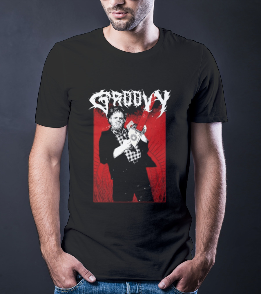Groovy Metal Leatherface The Texas Chain Saw Massacre Horror T-Shirt