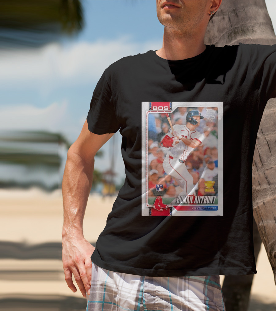 Roman Anthony Boston Red Sox Rookie Card Outfielder Topps 75th Anniversary T-Shirt