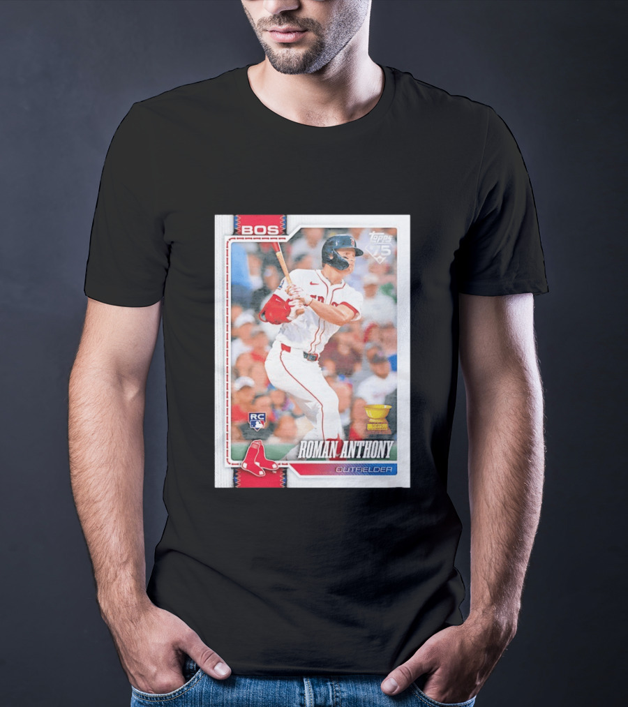 Roman Anthony Boston Red Sox Rookie Card Outfielder Topps 75th Anniversary T-Shirt