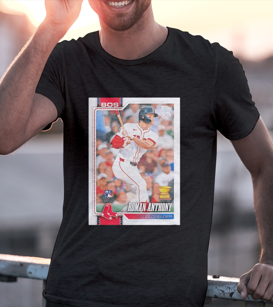 Roman Anthony Boston Red Sox Rookie Card Outfielder Topps 75th Anniversary T-Shirt