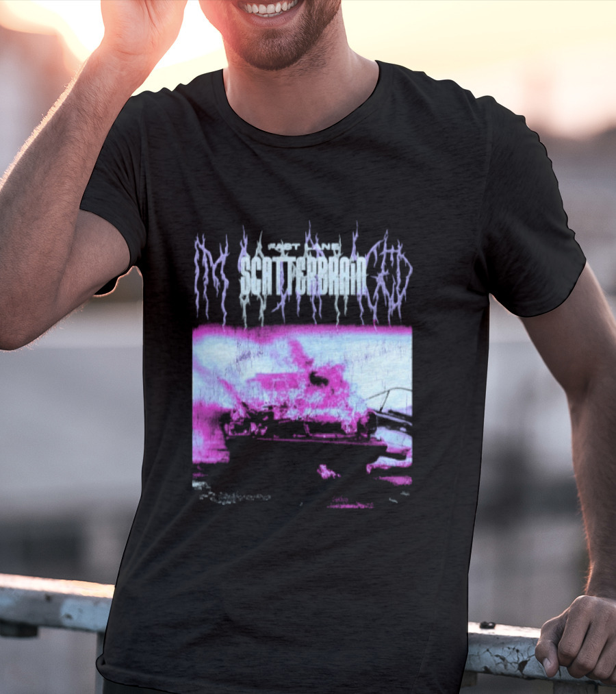 Scatterbrain 2026 Fast Lane Burning Car T-Shirt