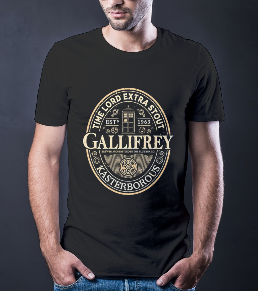 Gallifrey Time Lord Extra Stout Kasterboros Blue Box Co Estd 1963 T-Shirt