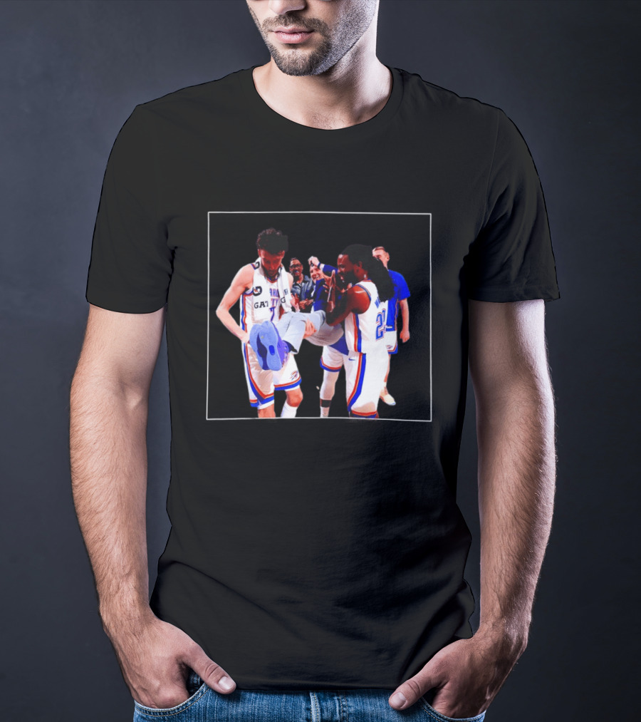 Oklahoma City Thunder Gallo Chet Holmgren Team Celebration T-Shirt
