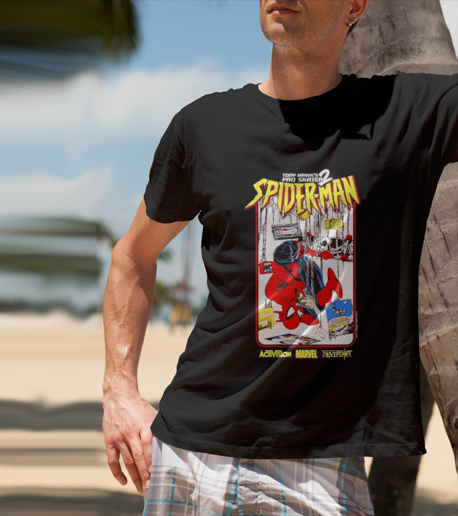 Spider Man Marvel Comics Tony Hawk's Pro Skater 2 Video Game Scene T-Shirt
