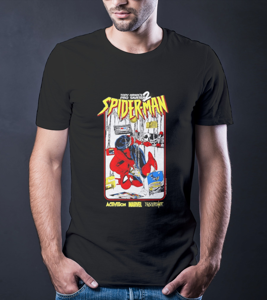 Spider Man Marvel Comics Tony Hawk's Pro Skater 2 Video Game Scene T-Shirt