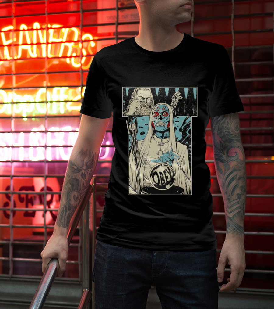 The Lord Of Obedience Obey Visionary Collide They Live X Lord Of The Ring T-Shirt