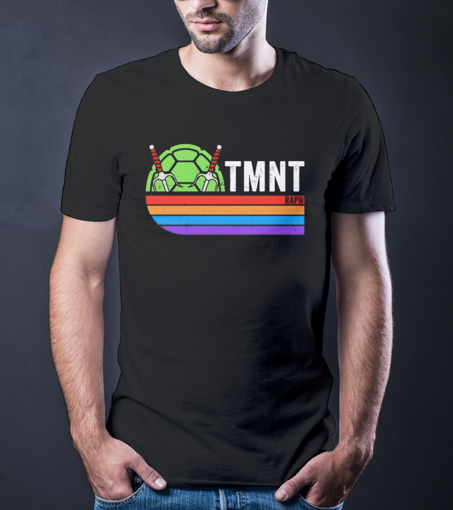 TMNT Raphael Raph Turtle Shell Sai Weapons Rainbow T-Shirt