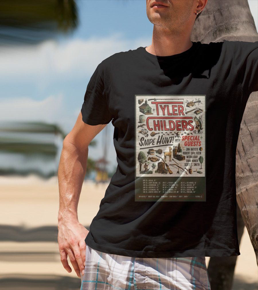 Tyler Childers Snipe Hunt Tour 2026 Special Guests Jon Batiste Robert Earl Keen Wednesday Evan Honer Scott Smith T-Shirt