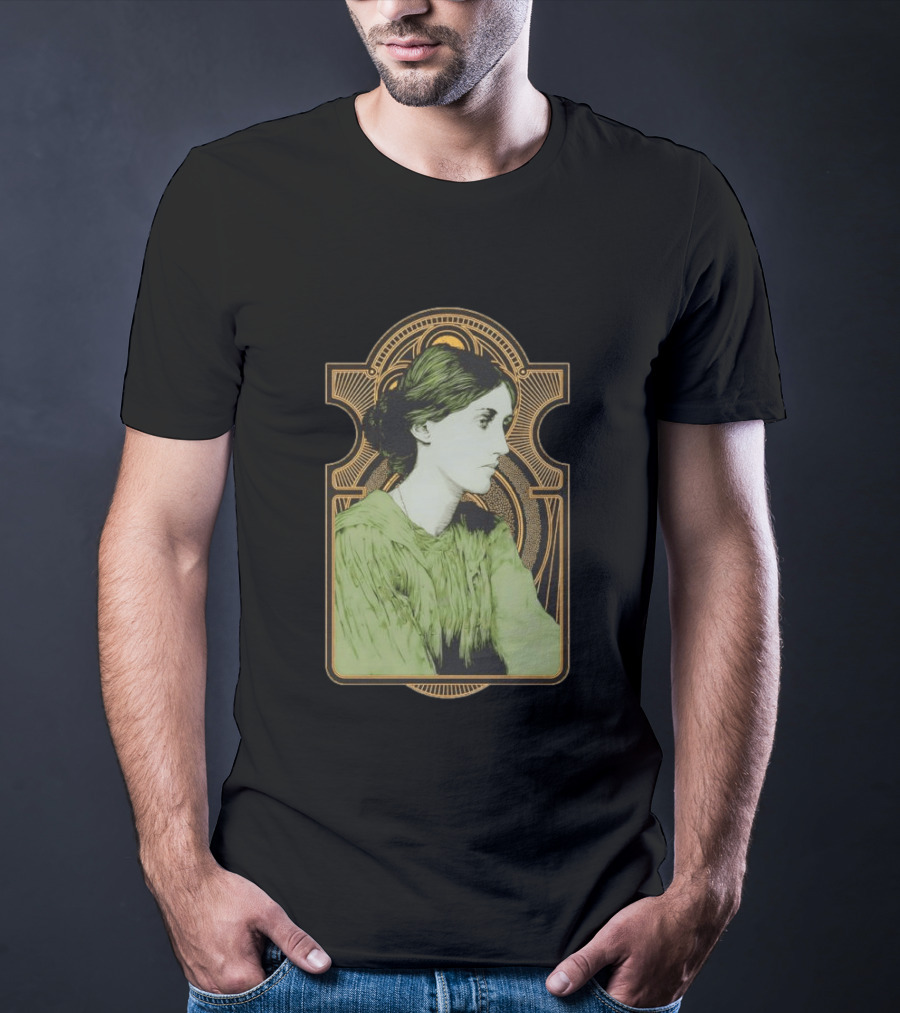 Virginia Woolf Nouveau Art Deco Style Green Dress T-Shirt